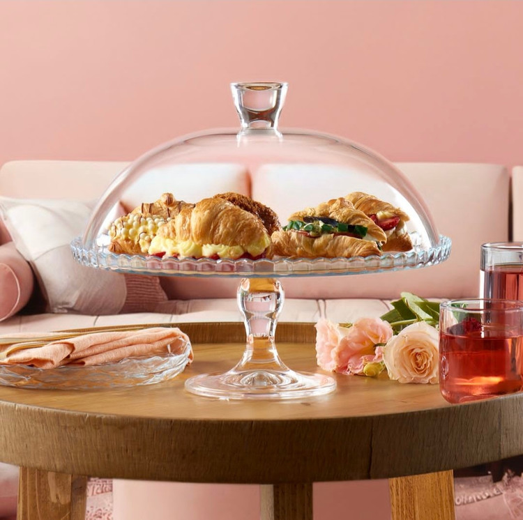 کیکخوری شیشهای پایهدار پاشاباغچه مدل 95200 مناسب سرو کیک و دسر