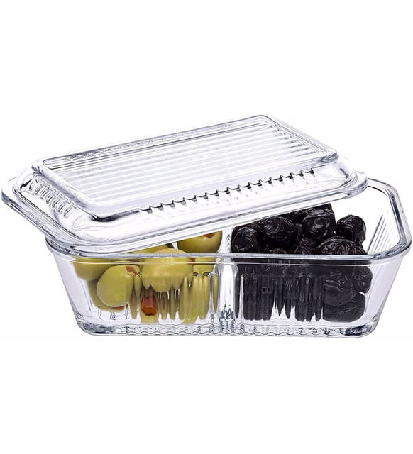 ظرف شیشهای دو قسمتی پاشاباغچه مدل فریگو برای سرو مربا و عسل