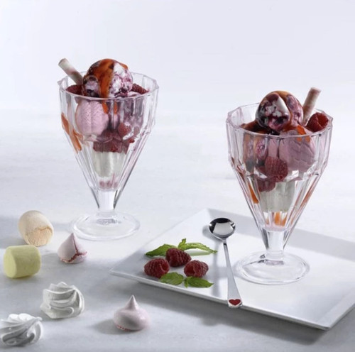 بستنیخوری شیشهای پاشاباغچه مدل Pleats کد 68136، بسته ۲ عددی با طراحی شفاف و شیک