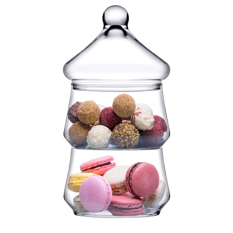 کندی باکس دو طبقه شیشهای پاشاباغچه مدل VILLA کد 96816 مناسب شکلات و شیرینی خوری لوکس