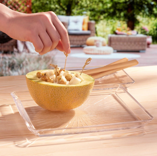 دیس مربع شیشهای پاشاباغچه مدل مارین کد 68683 با طراحی ساده و مناسب چیدمانهای مینیمال