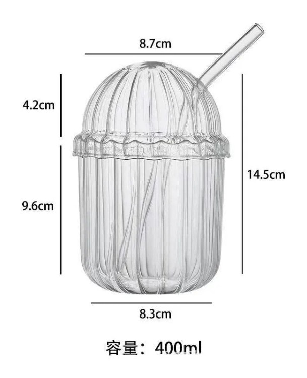 ماگ پیرکس شیشهای با نی و درب، طراحی زیبا و کارآمد برای نوشیدنیهای سرد و گرم