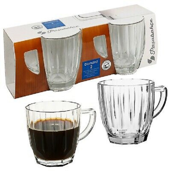 ست 2 عددی فنجان شیشهای پاشاباغچه مدل Diamond کد 55083 مناسب استفاده روزمره و پذیرایی
