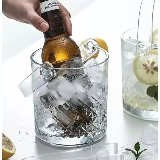 یخدان شیشهای شفاف پاشاباغچه مدل تایملس کد 530068 با ظرفیت 1000 سیسی مناسب نگهداری یخ در پذیرایی