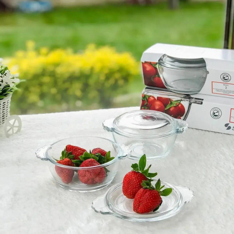 مینی قابلمه شیشهای دربدار پاشاباغچه مدل Basic کد ۹۷۳۴۳ – ست ۲ عددی برای سرو غذا