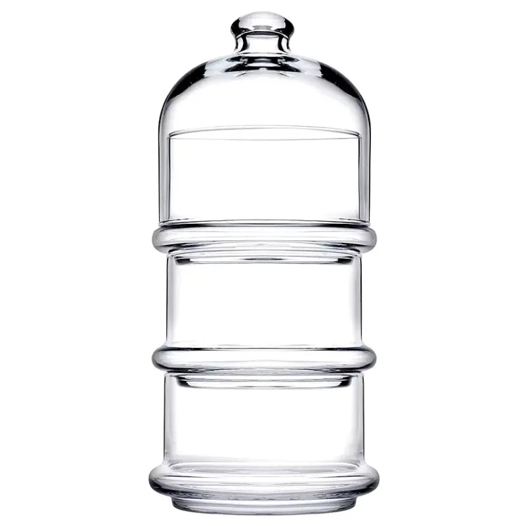 ظرف شیشهای چند طبقه پاشاباغچه برای نگهداری و سرو تنقلات بهصورت مجزا