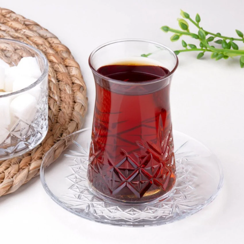 ست 6 عددی استکان شیشه‌ای تراشدار پاشاباغچه مدل تایملس