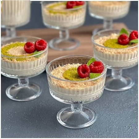 ست دو عددی بستنی خوری پایهدار پاشاباغچه – جنس شیشهای شفاف