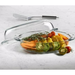 تابه مستطیلی پاشاباغچه با بدنه بلوری برای پخت، سرو و نگهداری غذا