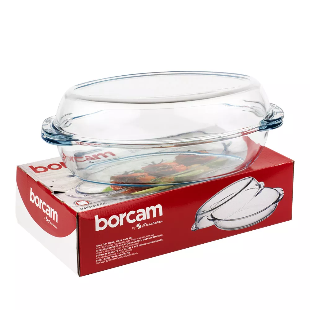 ست تابه شیشه‌ای درب‌دار Borcam مدل ۵۹۰۶۲ – مقاوم در برابر حرارت و قابل شستشو در ماشین ظرفشویی