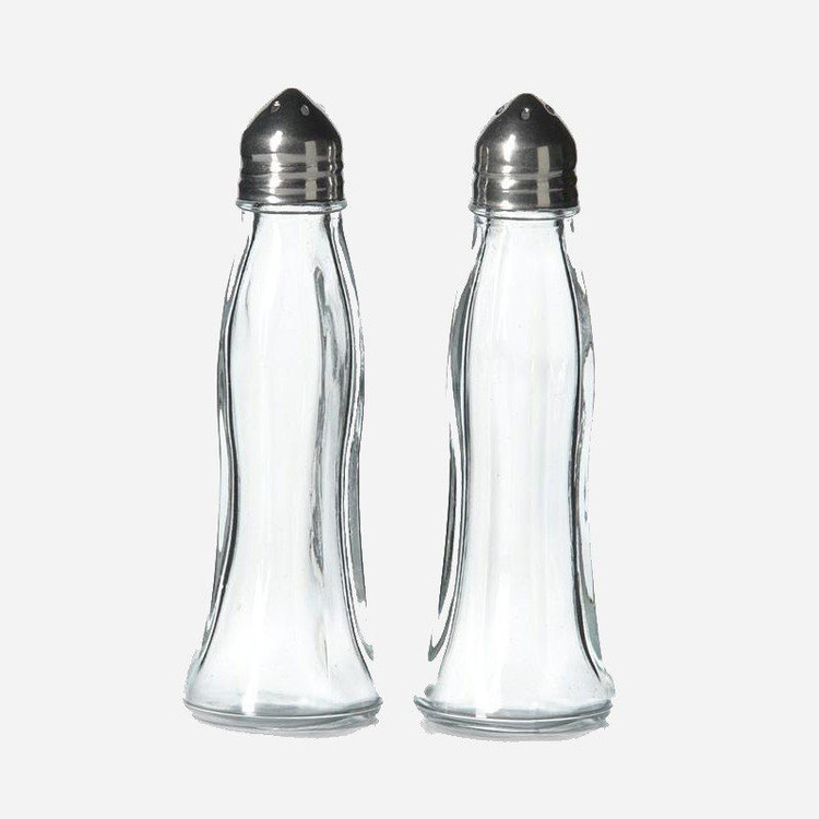 ست ادویه رومیزی پاشاباغچه مدل Black & White، بسته دو عددی شیشهای شفاف