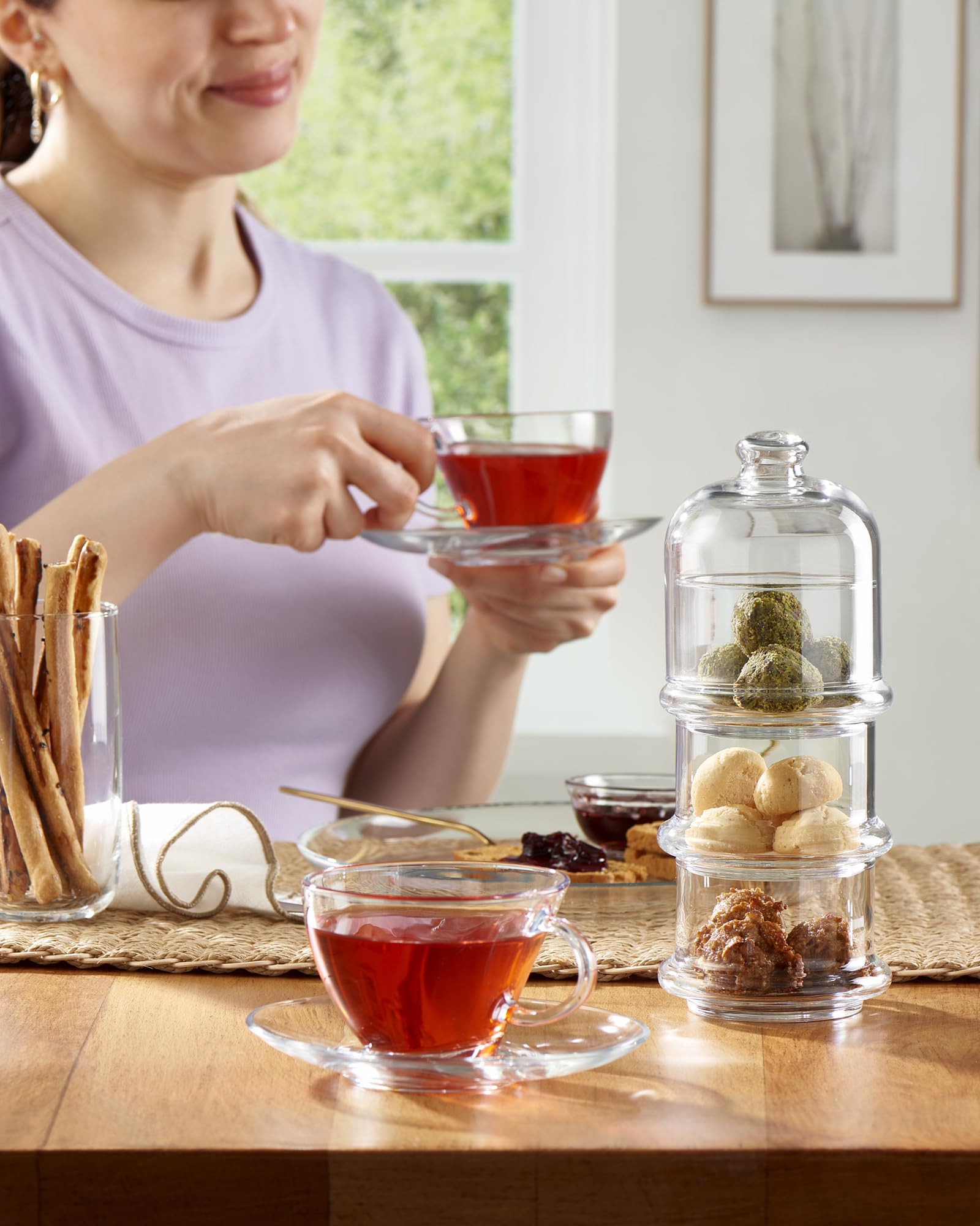 ست ۶ فنجان و ۶ نعلبکی پاشاباغچه مدل Penguin با طراحی خاص و شفاف