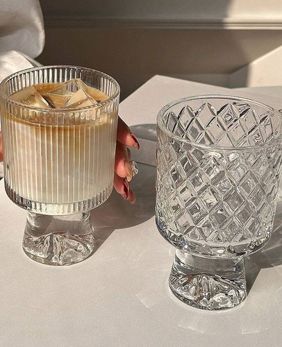 ست ۶ عددی دسرخوری پایهدار شیشهای DELI GLASS مدل کوه یخ وارداتی