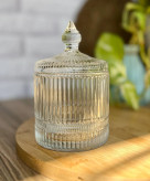 قندان شیشهای Deli Glass با طراحی مدرن و شفاف، مناسب نگهداری شکر و قند روی میز پذیرایی