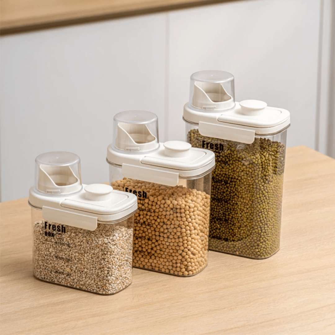 1. بانکه اکریلیک نشکن FRESH BOX – شفاف و مقاوم، مناسب نگهداری حبوبات و پودر