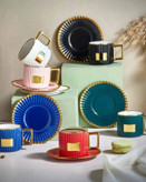 1. ست قهوهخوری رنگی ۶ نفره KOSOVA شامل فنجان و نعلبکی