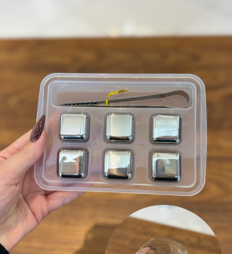 یخ مصنوعی استیل ضدزنگ بسته ۶ عددی مناسب خنک کردن نوشیدنی بدون رقیق شدن