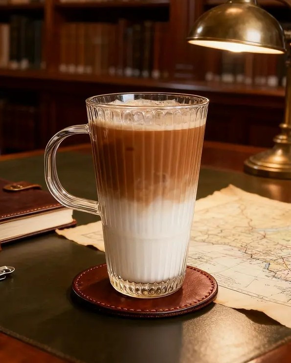 لیوان بلند شیاردار دستهدار مدل Blooming برند Deli Glass برای استفاده روزمره و پذیرایی