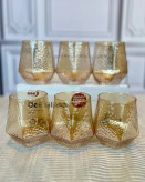 3. ست ۶ عددی لیوان ۶ ضلعی رنگ شامپاینی Deli Glass برای پذیرایی
