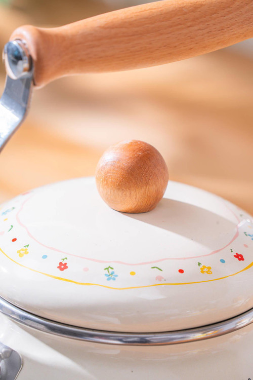 کتری چدن روکش لعاب آجار با دو لیوان