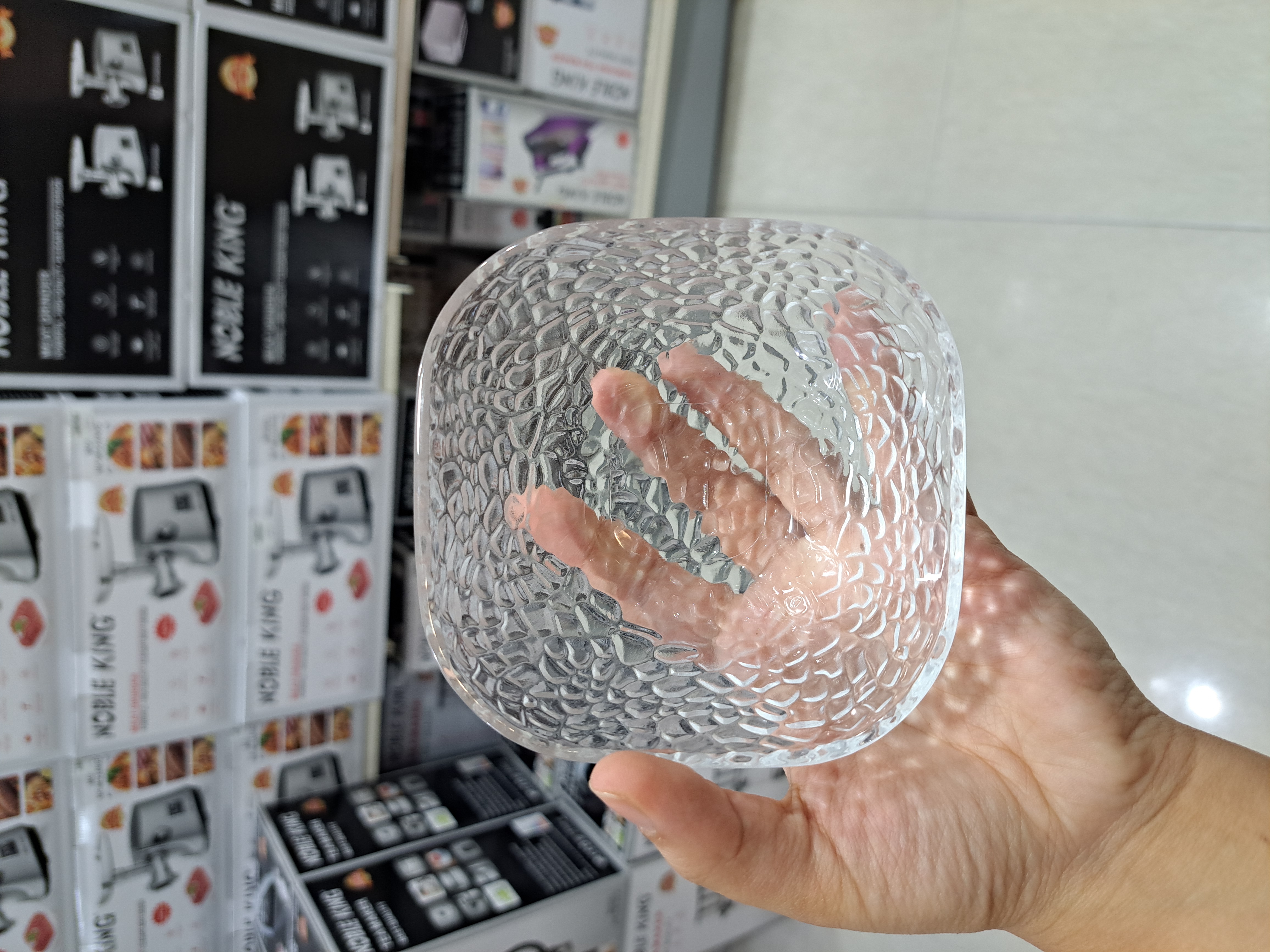 پیاله پذیرایی مربعی یخی – شیشه شفاف و طراحی مدرن Deli Glass