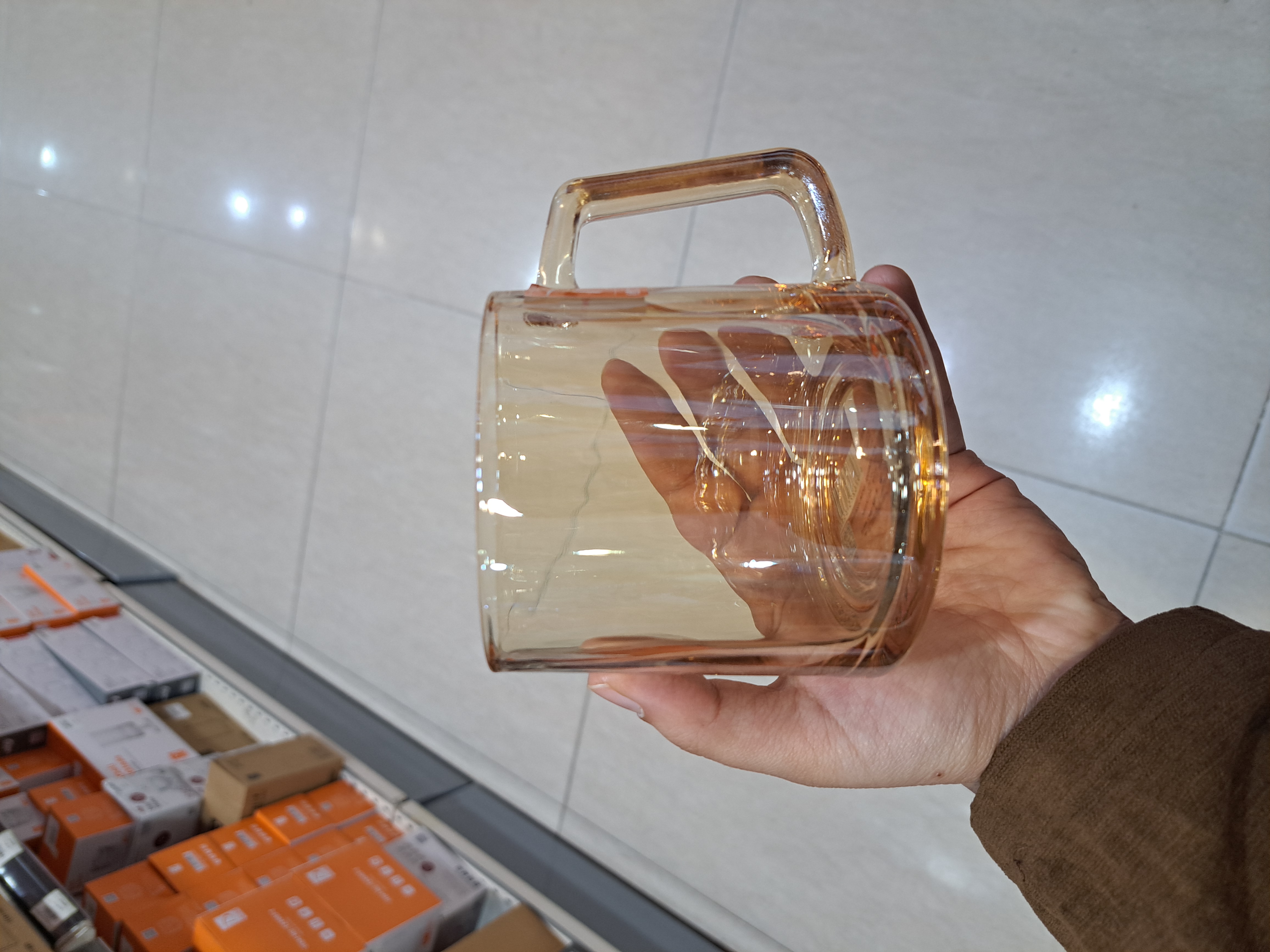 ست ۶ عددی لیوان دسته‌دار Deli Glass رنگ عسلی