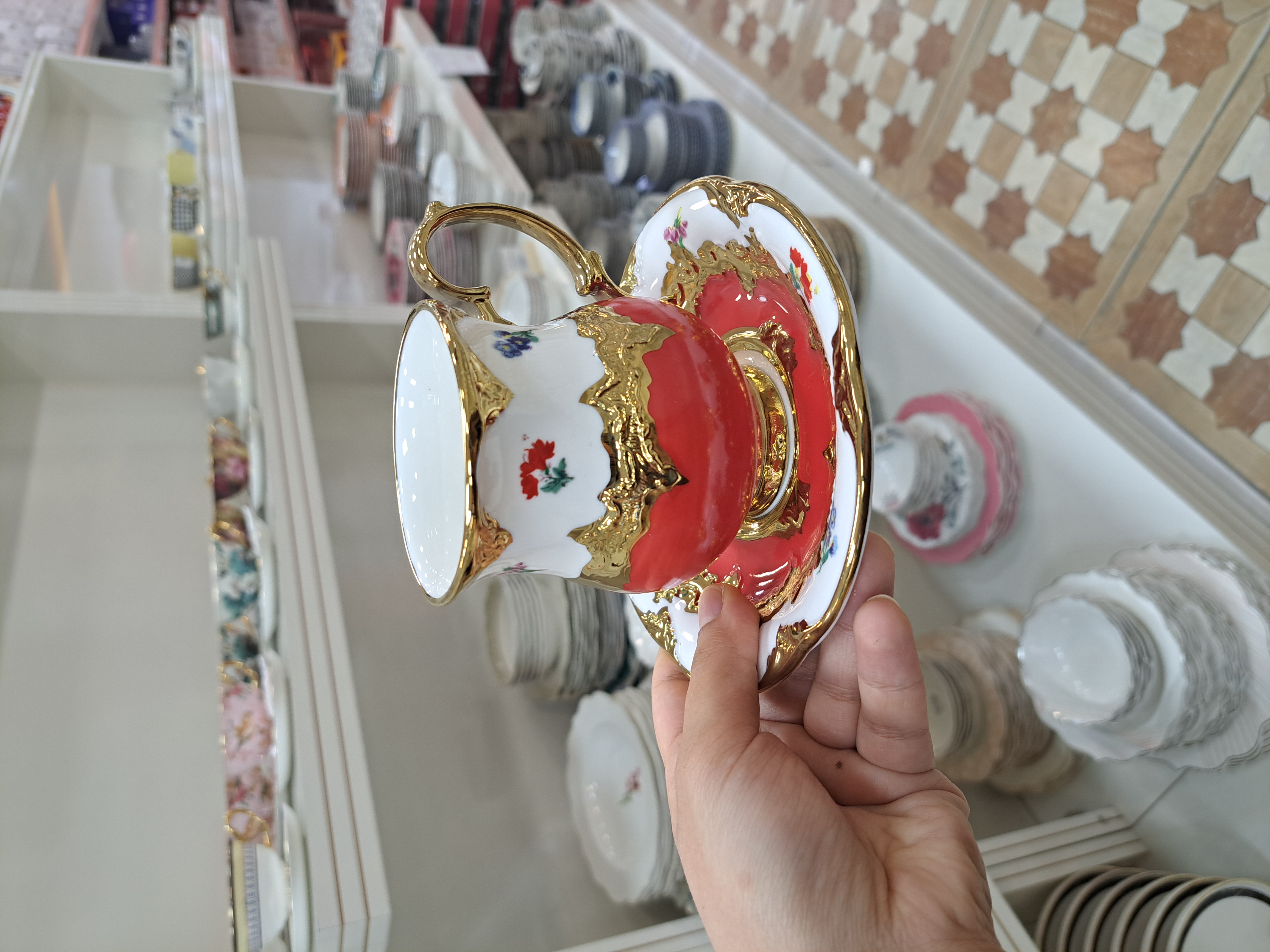 نعلبکی‌های رنگی طلاکوب سرویس ۱۲ پارچه KOSOVA