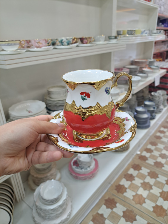 نعلبکیهای رنگی طلاکوب سرویس ۱۲ پارچه KOSOVA