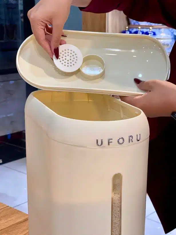 جا برنجی شفاف UFORU همراه پیمانه آبکش