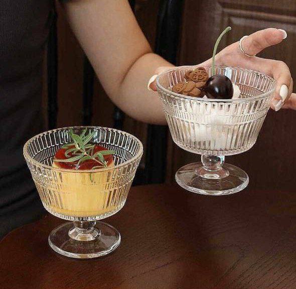 ست ۶ عددی دسرخوری پایه‌دار Deli Glass شفاف