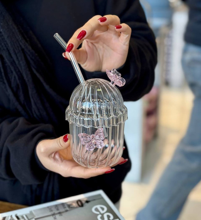 لیوان اسموتی شیشهای نیدار