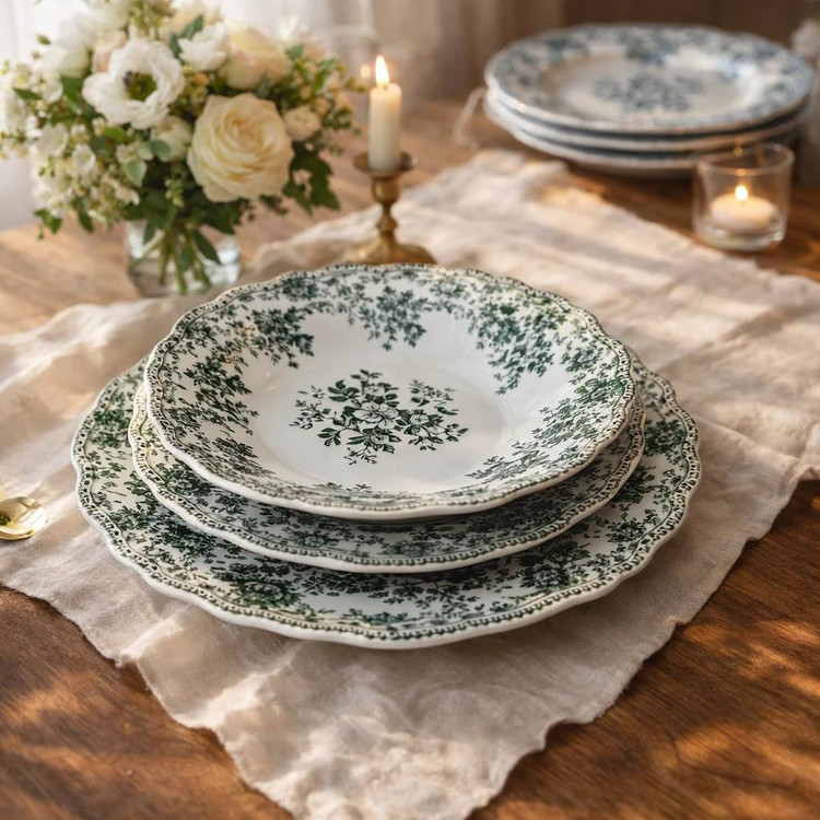 بشقاب پرسلن BYFOMA طرح Zara Home رنگ سبز