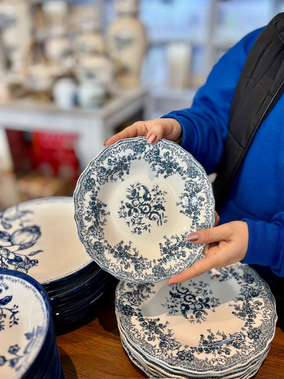 ظروف پذیرایی پرسلن BYFOMA در رنگبندی سبز و آبی