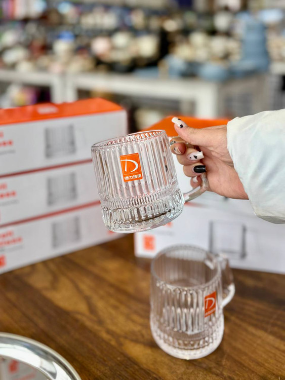 فنجان شیشه ای Deli Glass مدل Toroidal Square پک 6 عددی