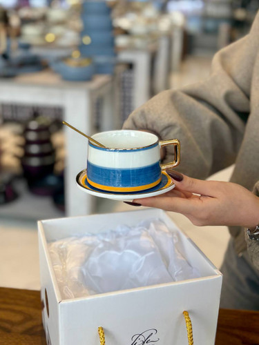 فنجان چای و نسکافه خوری Kalandi طلاکوب با طلای هندی