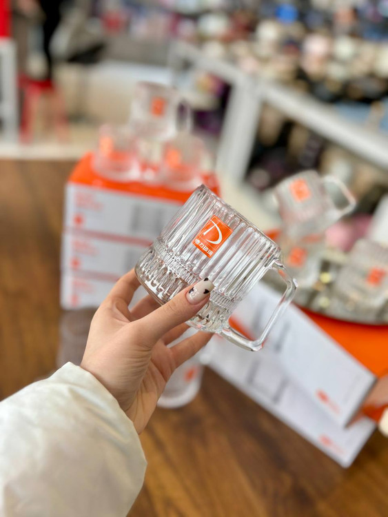 فنجان شیشه ای Deli Glass سایز بزرگ 350 میلی لیتر