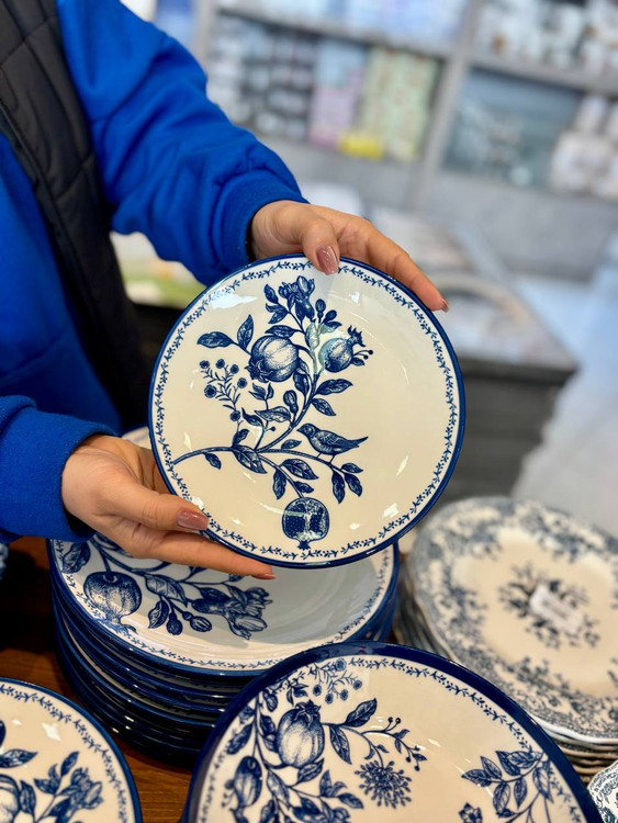 پیش دستی پرسلن قلم آبی طرح انار