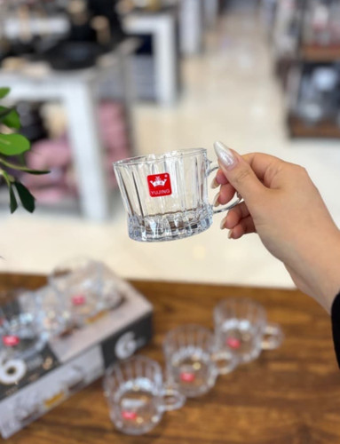 فنجان چای شیاردار YUJING بلور شفاف