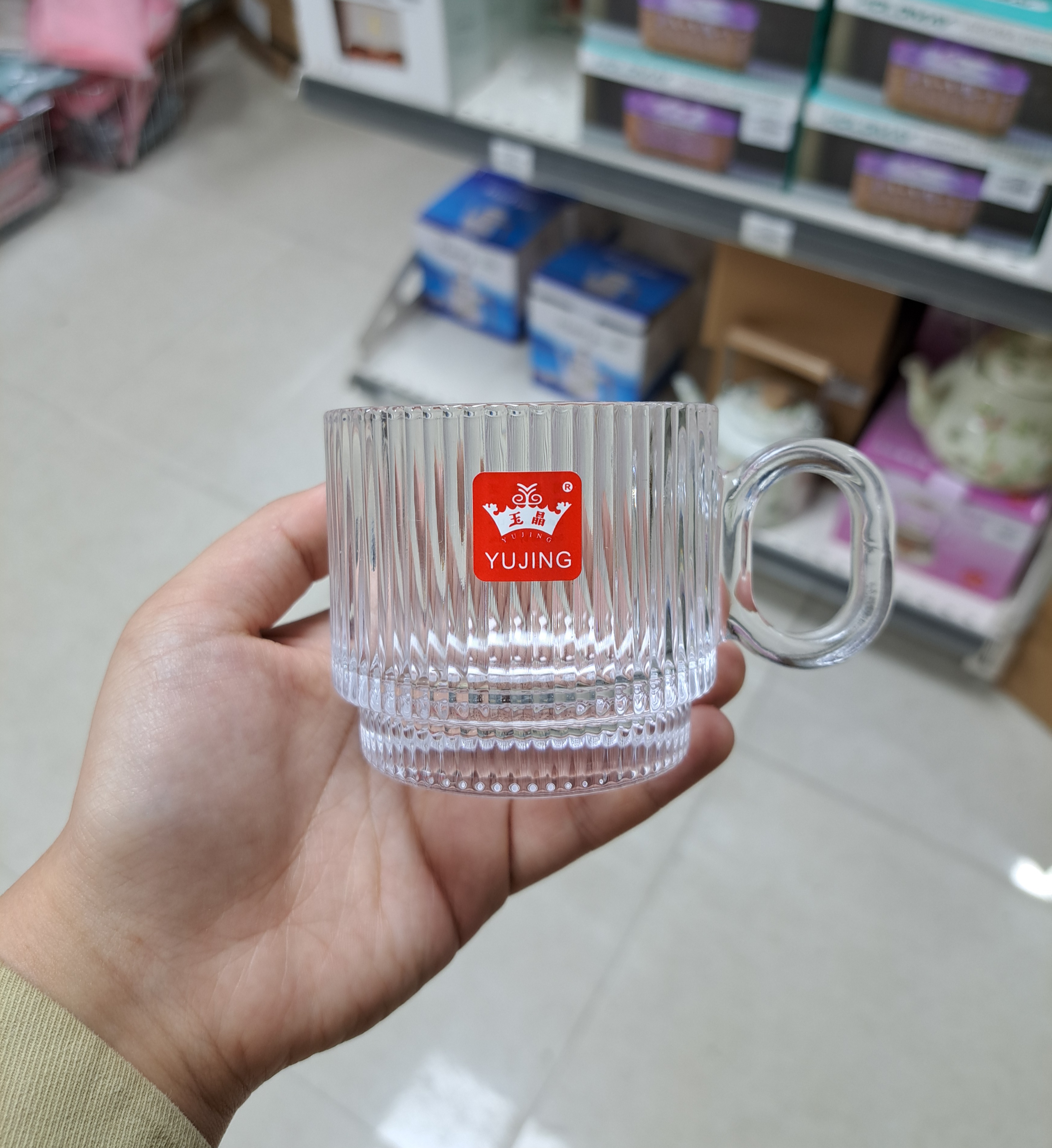 فنجان شیشه‌ای دسته‌دار YUJING مدل VT5014 بسته ۶ عددی
