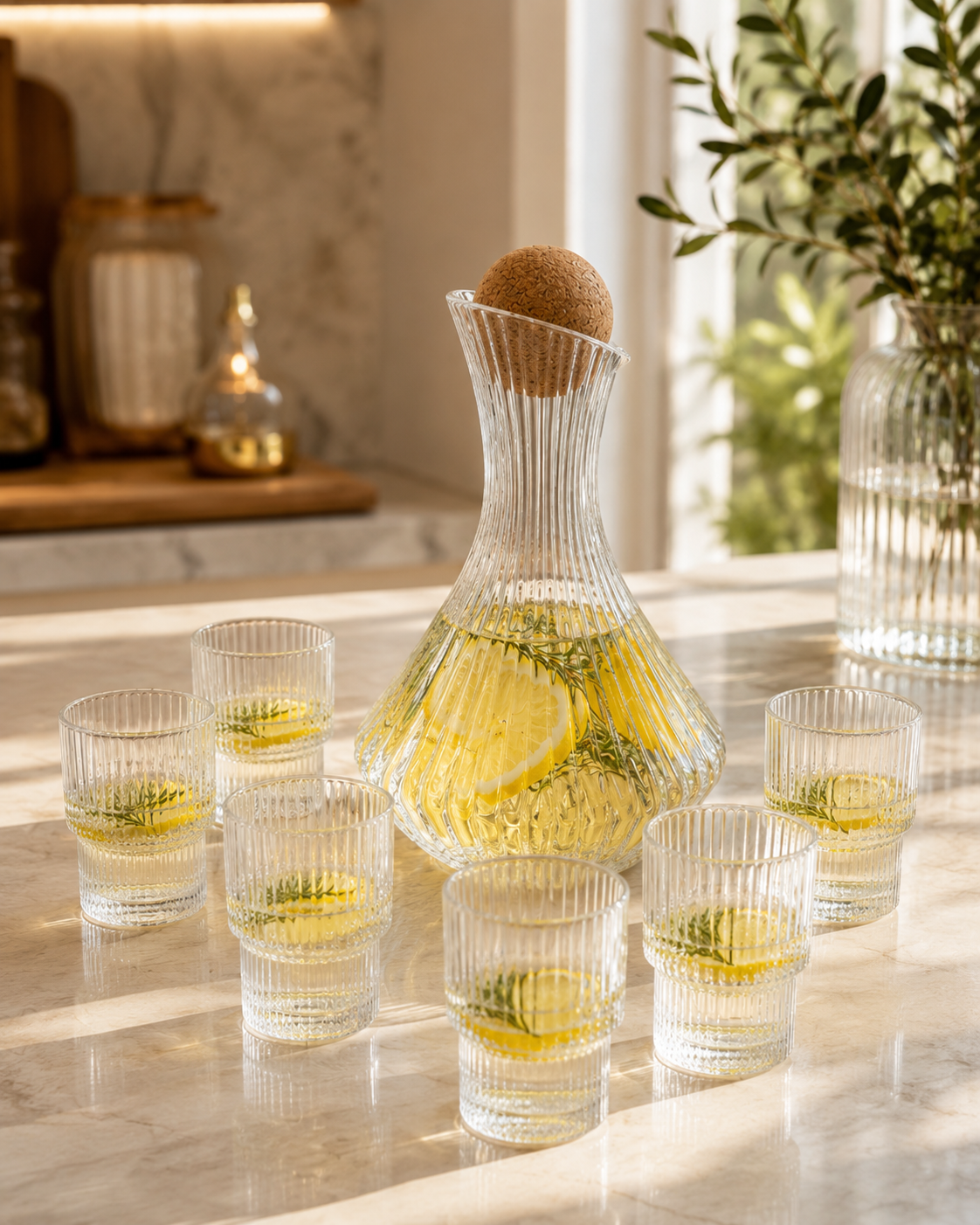 تنگ و نیم‌لیوان ۷ پارچه Deli Glass مدل KIT_1108 | ست پذیرایی لوکس و باکیفیت